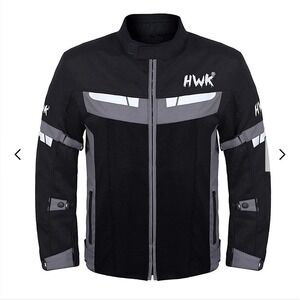 NWT HWK Moto Mesh Motorcycle Jacket Med Black Grey Cordura Armored Riding Gear